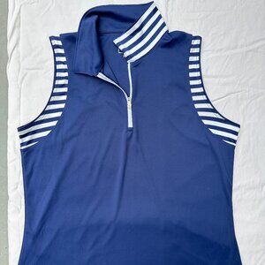 Slazenger / Sleeveless Quarter Zip w Polo Collar / Navy & White / Large